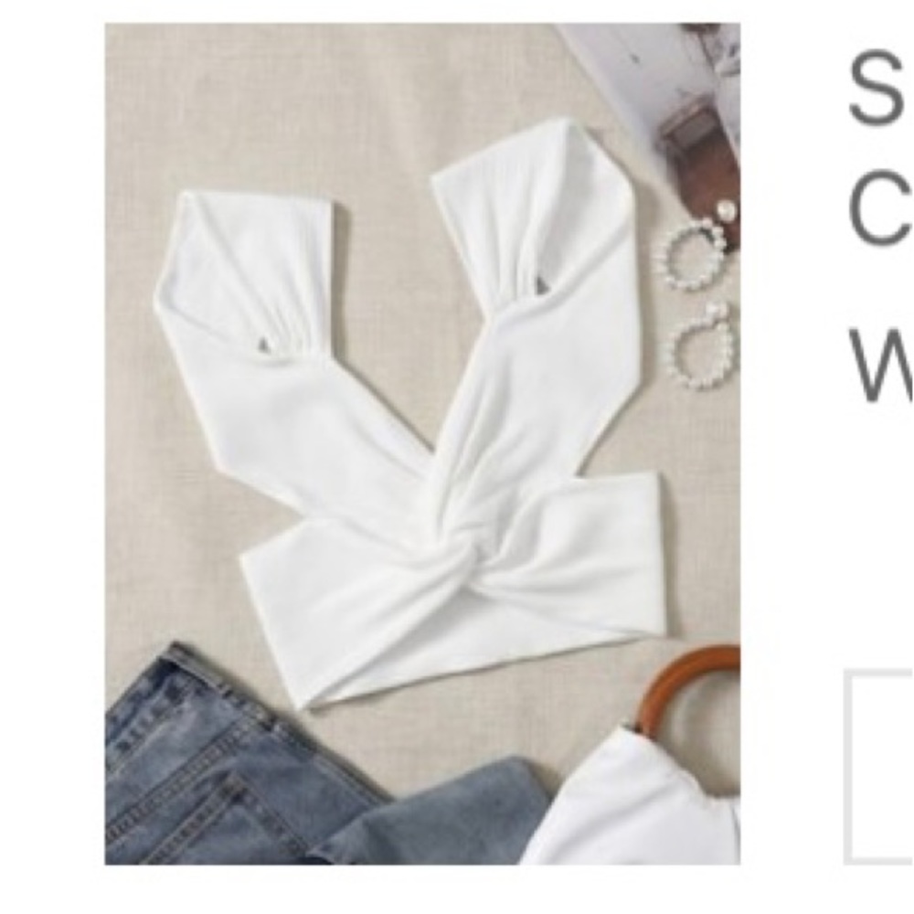 Shein white cross front top
